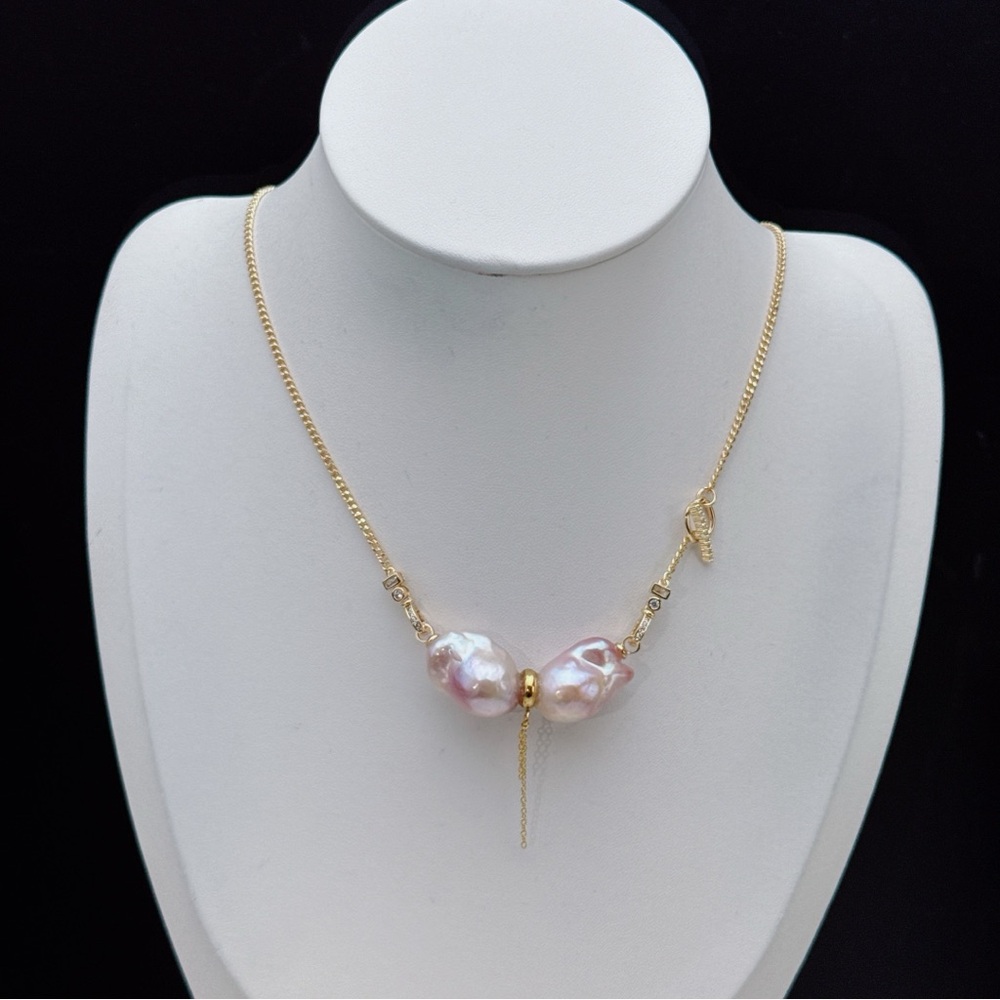 X487 Handmade Freshwater Flame Ball Baroque Pearl Necklace